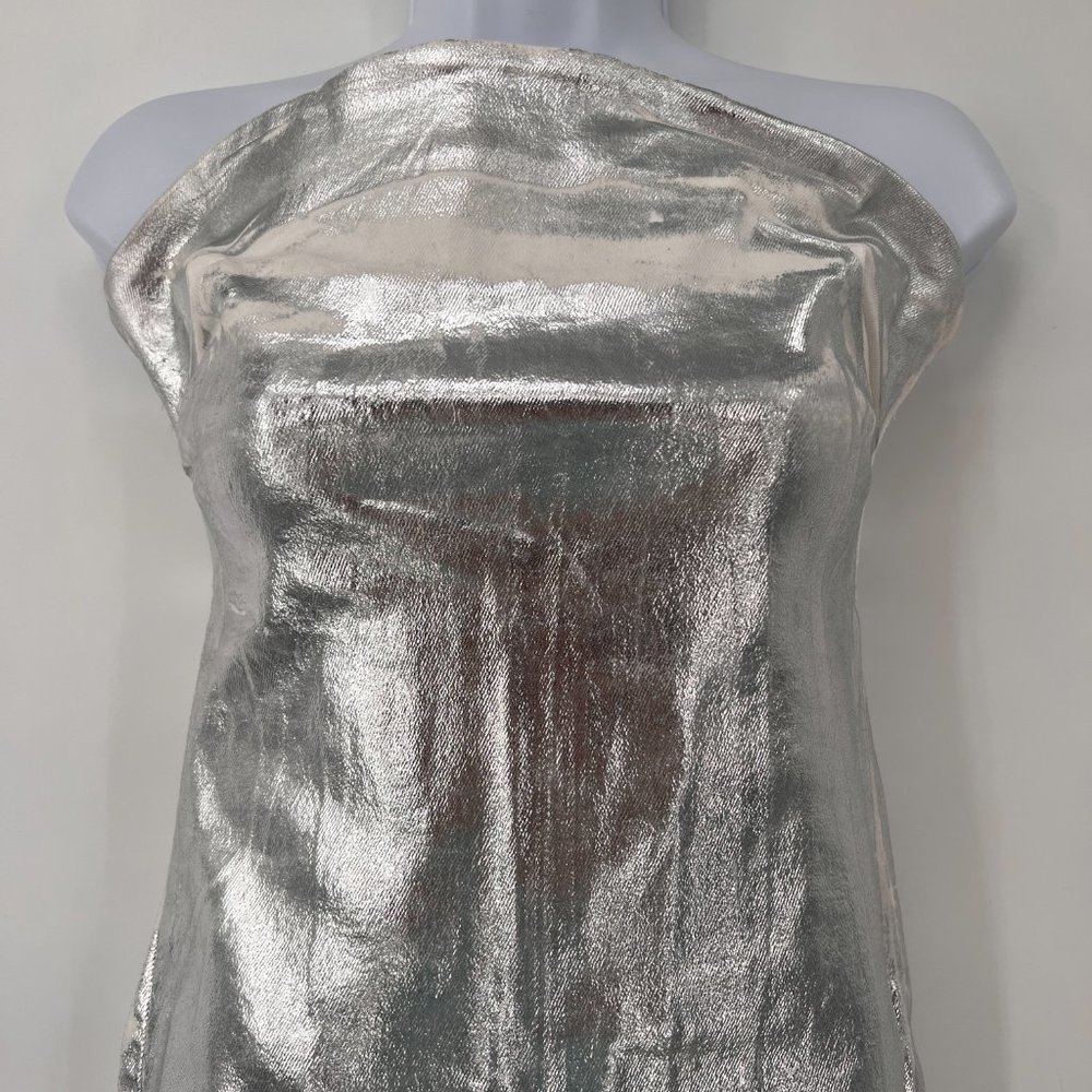Zara Silver Strapless Midi Dress - Picture 4 of 9